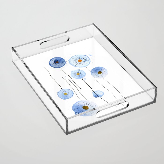 blue abstract dandelion 2 Acrylic Tray Gallery Image 1