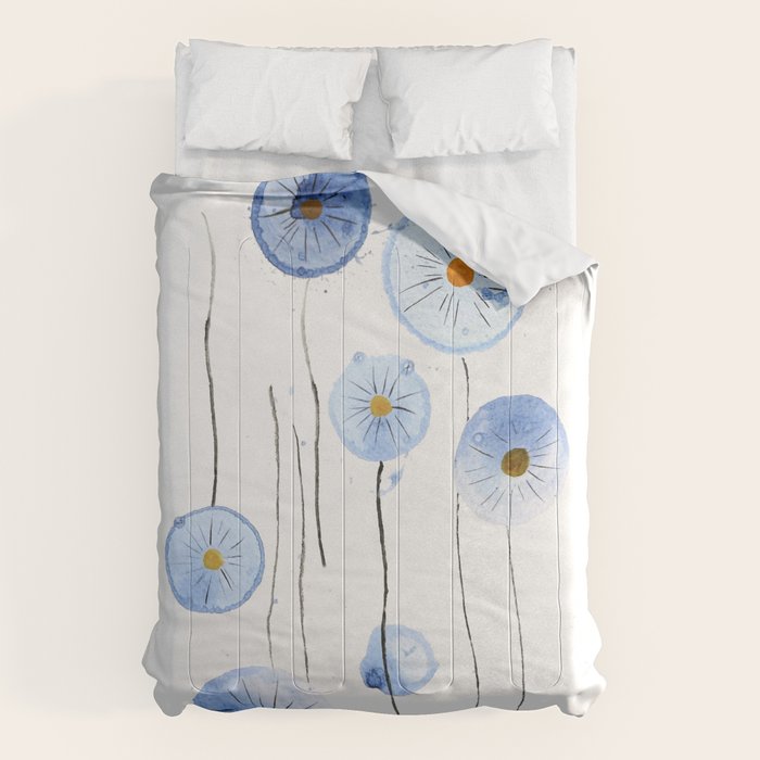 blue abstract dandelion 2 Comforter Gallery Image 1