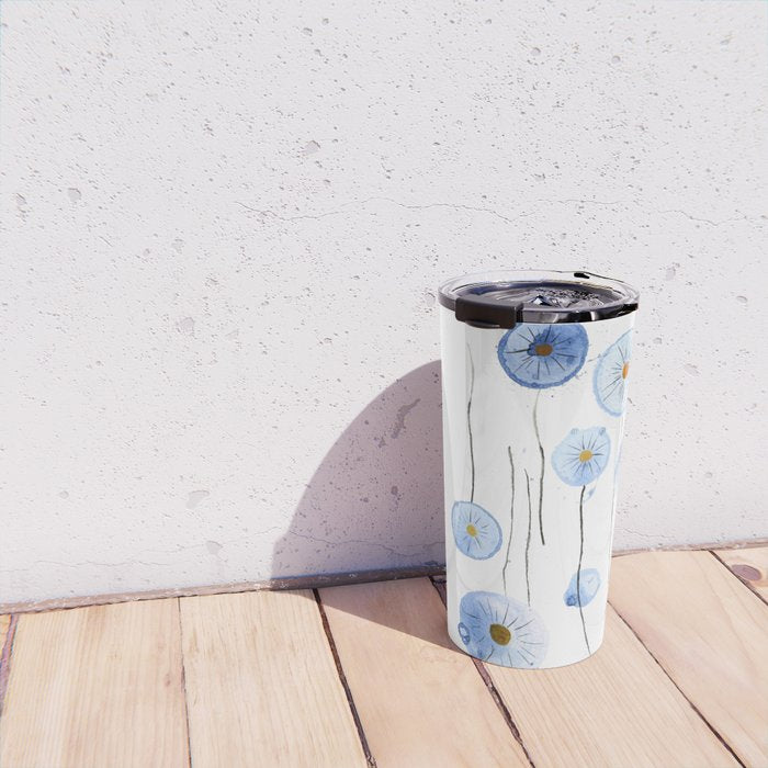 blue abstract dandelion 2 Travel Mug Gallery Image 4