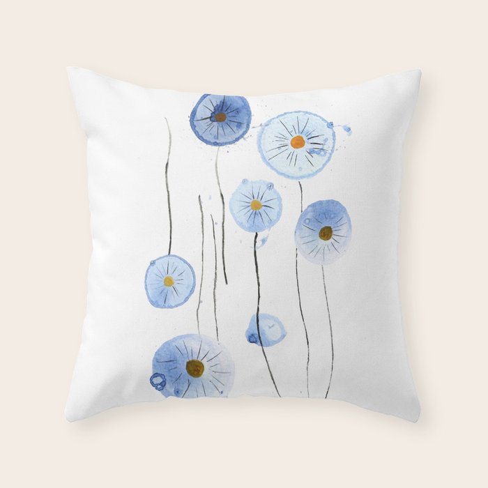 blue abstract dandelion 2 Throw Pillow Gallery Image 6