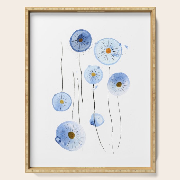blue abstract dandelion 2 Serving Tray Gallery Image 1