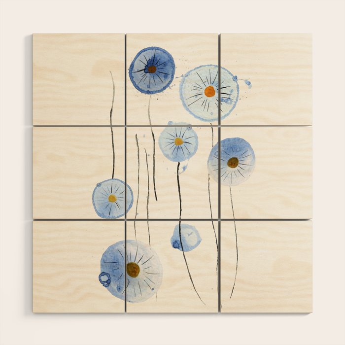blue abstract dandelion 2 Wood Wall Art Gallery Image 1