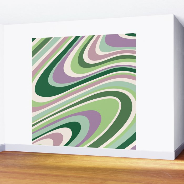 Liquid Swirl Groovy Ripple Retro 60s & 70s Pattern II Wall Mural Gallery Image 2