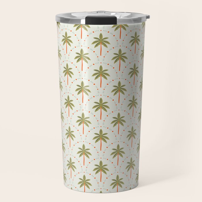 Vintage summer palm tree art pattern Travel Mug Gallery Image 1