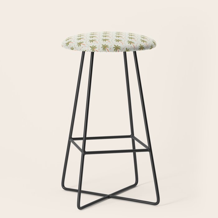 Vintage summer palm tree art pattern Stool Gallery Image 1