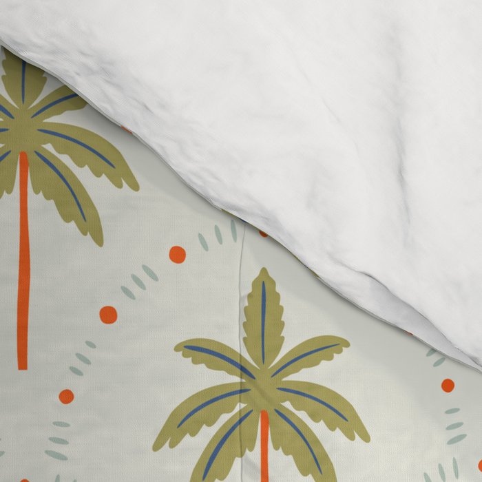 Vintage summer palm tree art pattern Comforter Gallery Image 4