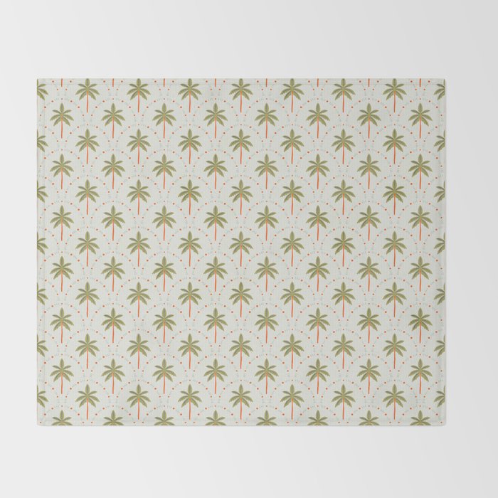 Vintage summer palm tree art pattern Throw Blanket Gallery Image 2