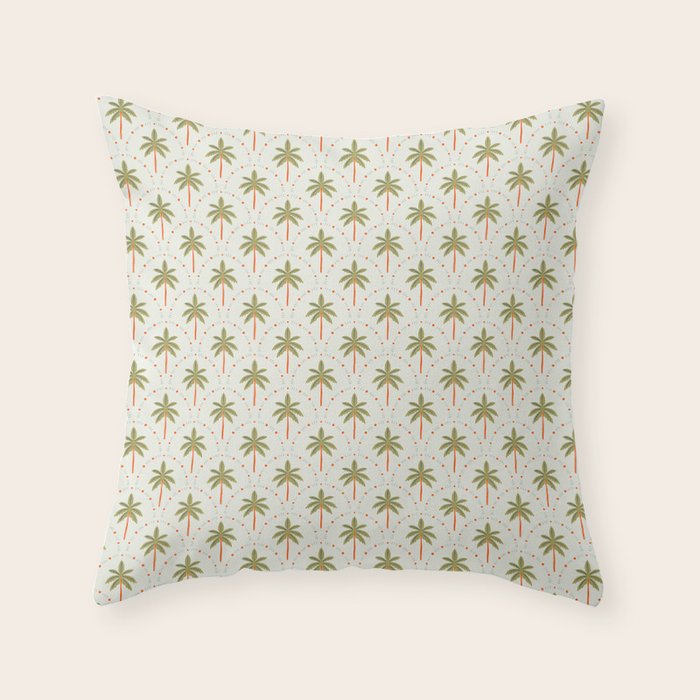 Vintage summer palm tree art pattern Throw Pillow Gallery Image 6