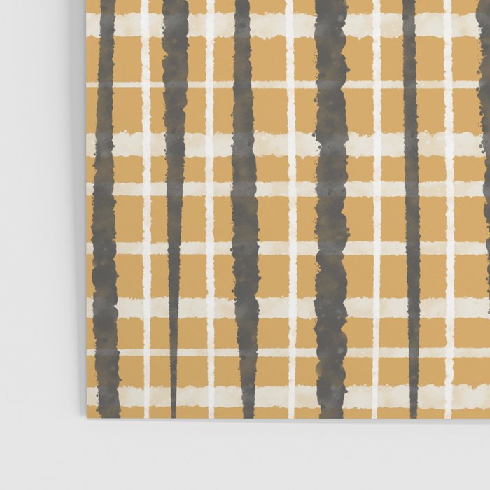 Hygge Striped Plaid Charcoal Mustard Gold Pattern  Poster Gallery Image 3
