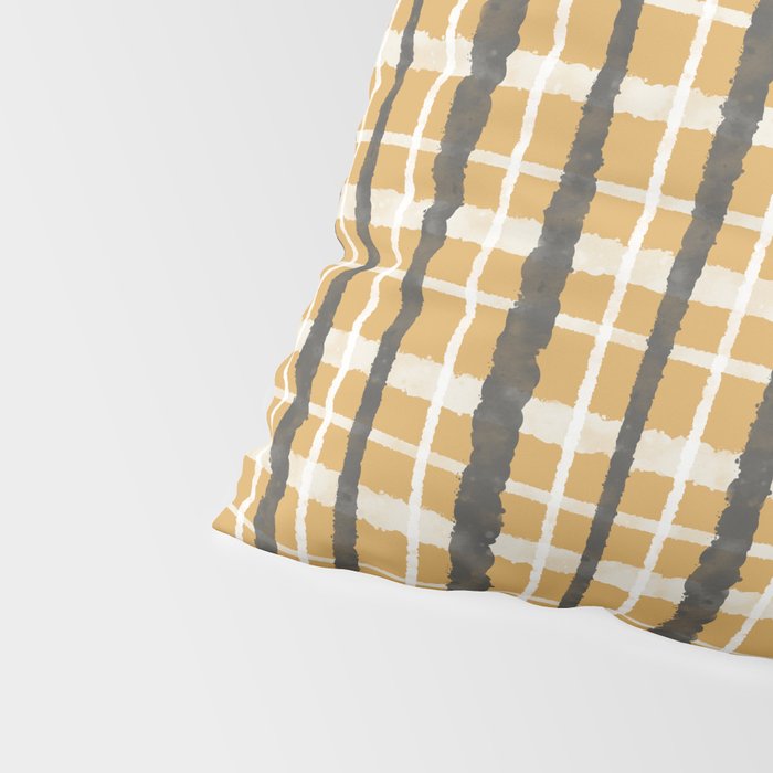 Hygge Striped Plaid Charcoal Mustard Gold Pattern  Pillow Sham Gallery Image 4