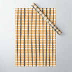 Hygge Striped Plaid Charcoal Mustard Gold Pattern  Wrapping Paper Gallery Image 1