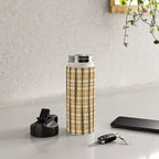 Hygge Striped Plaid Charcoal Mustard Gold Pattern  Water Bottle Gallery Image 4