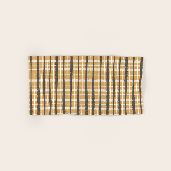 Hygge Striped Plaid Charcoal Mustard Gold Pattern  Bath Towel Gallery Image 1