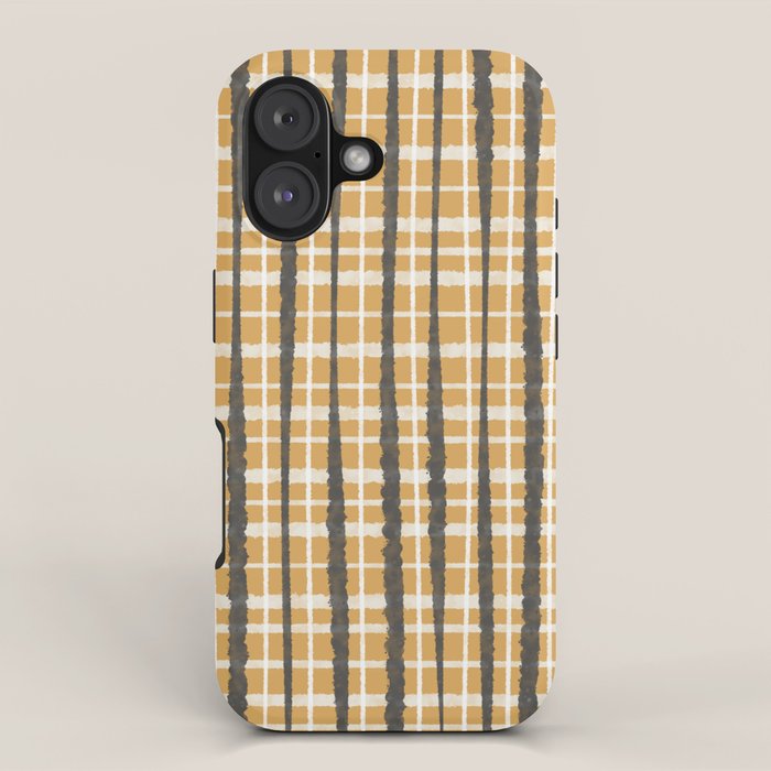 Hygge Striped Plaid Charcoal Mustard Gold Pattern  iPhone Case Gallery Image 1