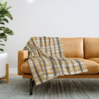 Hygge Striped Plaid Charcoal Mustard Gold Pattern  Throw Blanket Gallery Image 1