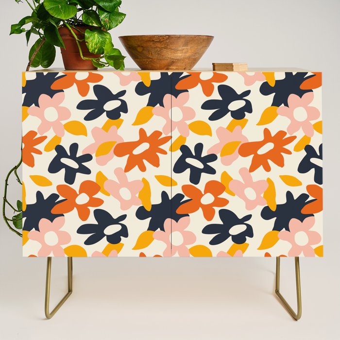 Abstract flower art pattern Credenza Gallery Image 1