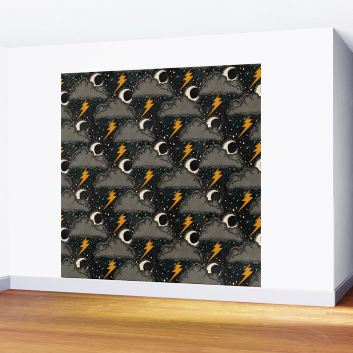 Stormy Night - Gray  Wall Mural Gallery Image 2