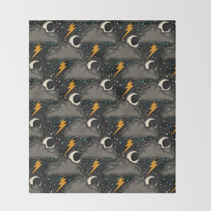 Stormy Night - Gray  Throw Blanket Gallery Image 2