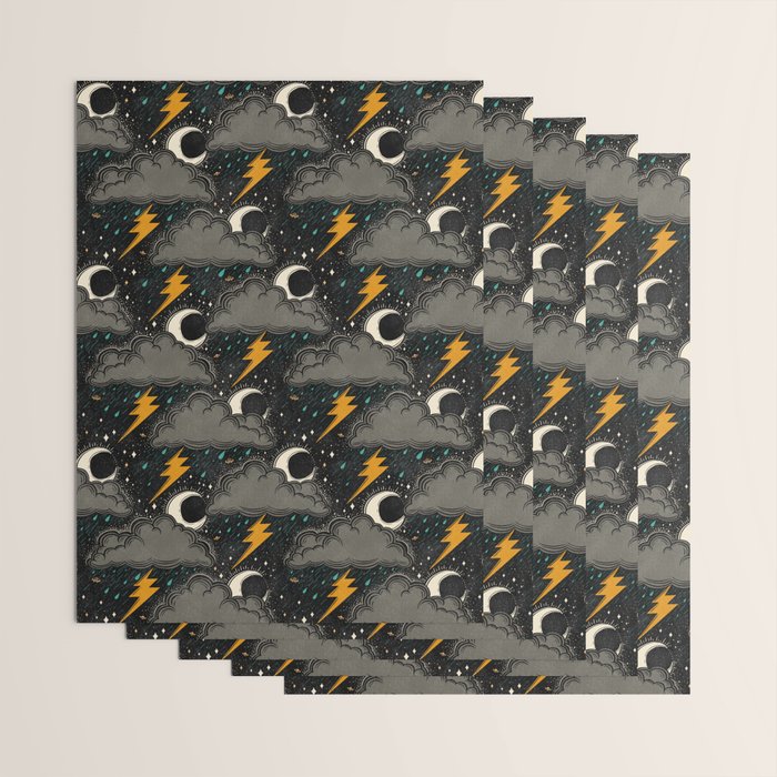 Stormy Night - Gray  Wrapping Paper Gallery Image 3