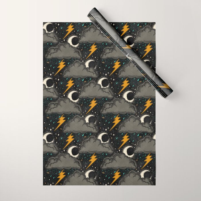 Stormy Night - Gray  Wrapping Paper Gallery Image 1