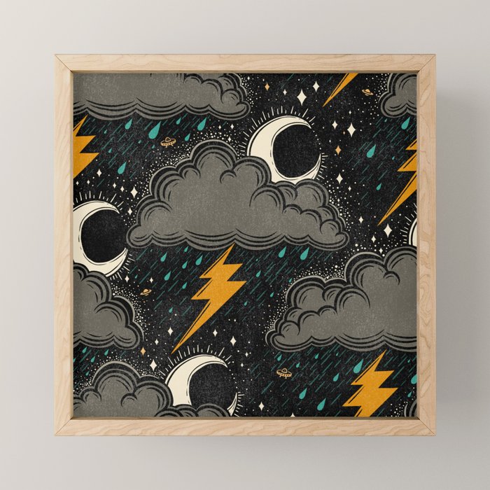 Stormy Night - Gray  Mini Art Print Gallery Image 1