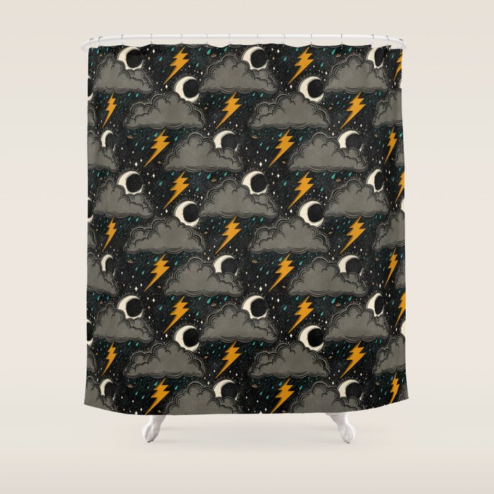 Stormy Night - Gray  Shower Curtain Gallery Image 1