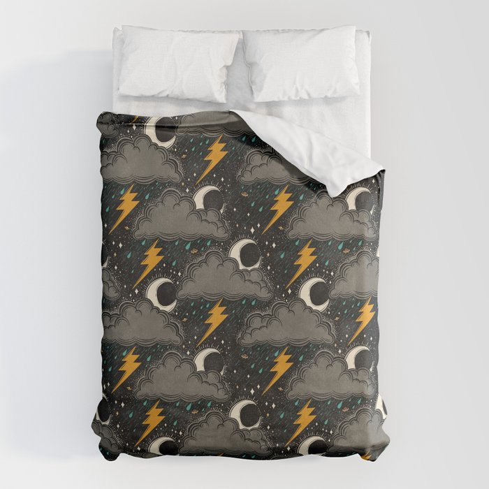 Stormy Night - Gray  Duvet Cover Gallery Image 1