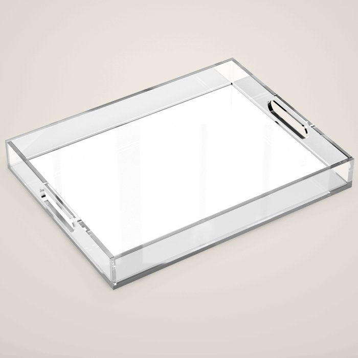 Plain White Simple Solid Color All Over Print Acrylic Tray Gallery Image 1
