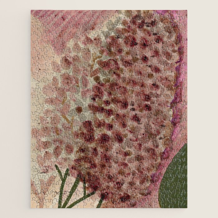 Garden Lilac Flower Painting in Purple & Peach Jigsaw Puzzle Gallery Image 1