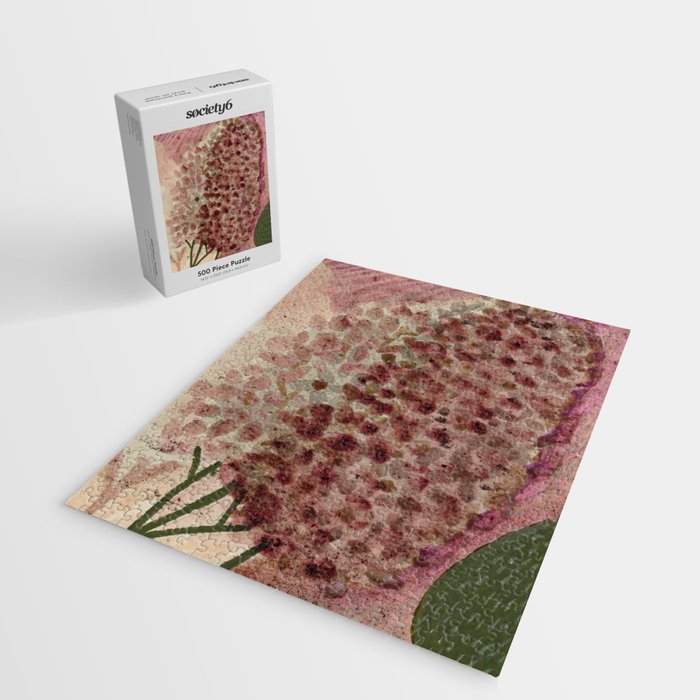 Garden Lilac Flower Painting in Purple & Peach Jigsaw Puzzle Gallery Image 2
