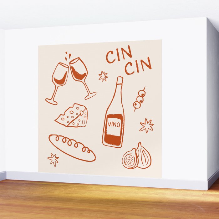 Fancy Dinner. Cheese and Wine Wall Mural Gallery Image 2