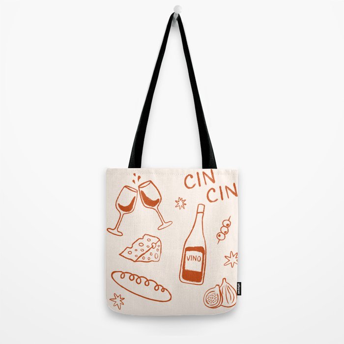 Fancy Dinner. Cheese and Wine Tote Bag Gallery Image 2