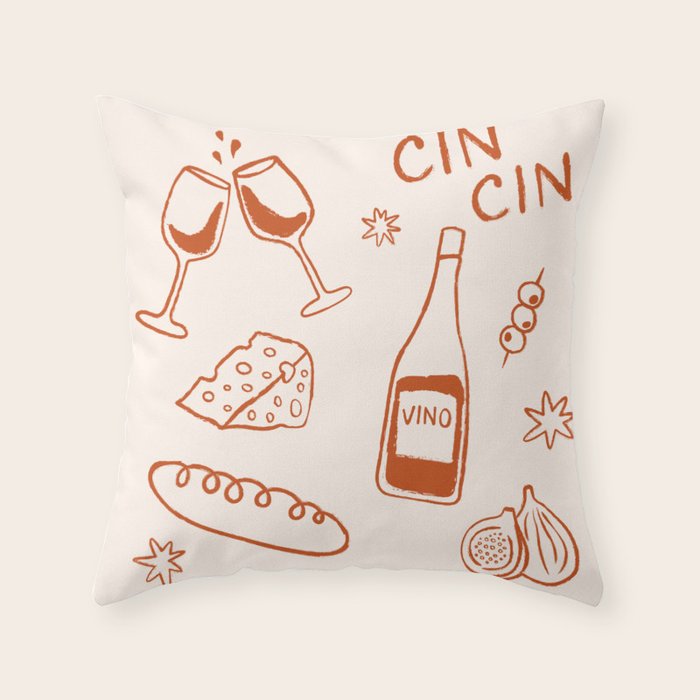 Fancy Dinner. Cheese and Wine Throw Pillow Gallery Image 6