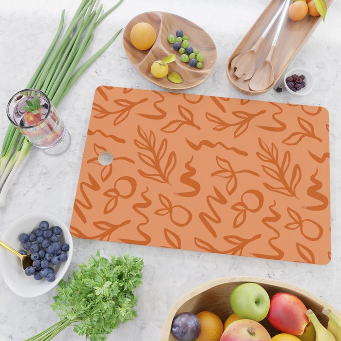 Organic watercolor plant nature art pattern Cutting Board Gallery Image 2