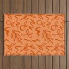 Organic watercolor plant nature art pattern Outdoor Rug Gallery Image 1