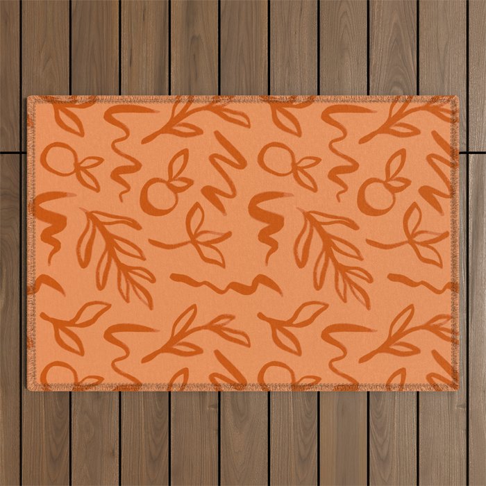 Organic watercolor plant nature art pattern Outdoor Rug Gallery Image 1