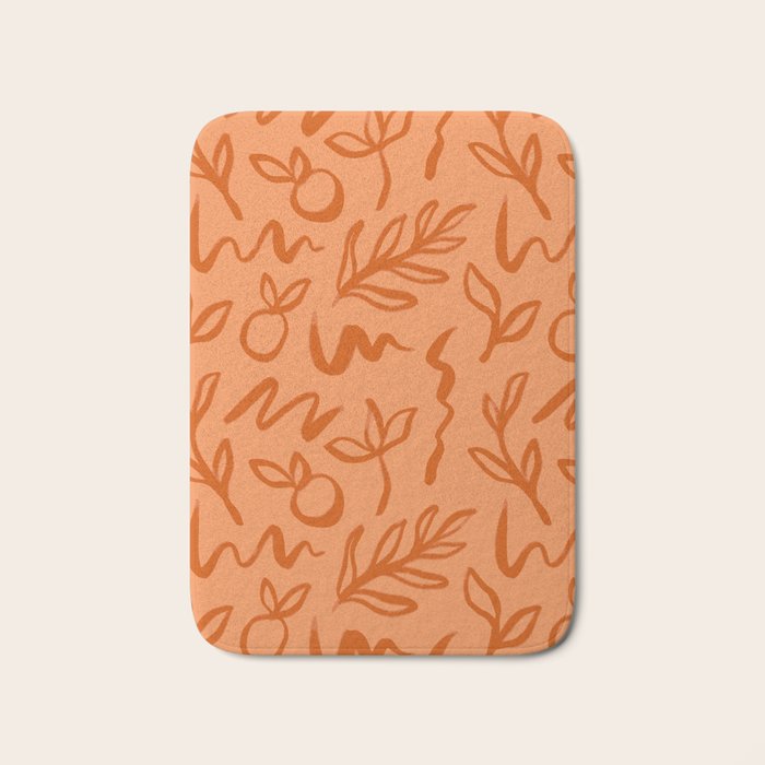 Organic watercolor plant nature art pattern Bath Mat Gallery Image 1