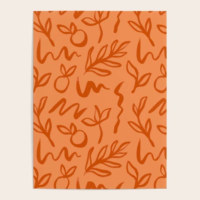 Organic watercolor plant nature art pattern Poster Gallery Image 1