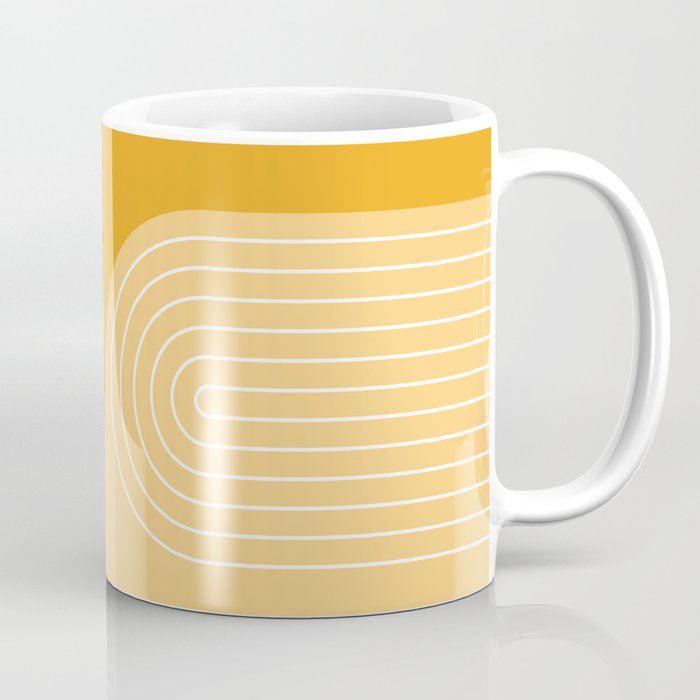 Geometric Lines Rainbow Abstract 11 in Mustard Yellow Gold Coffee Mug Gallery Image 1