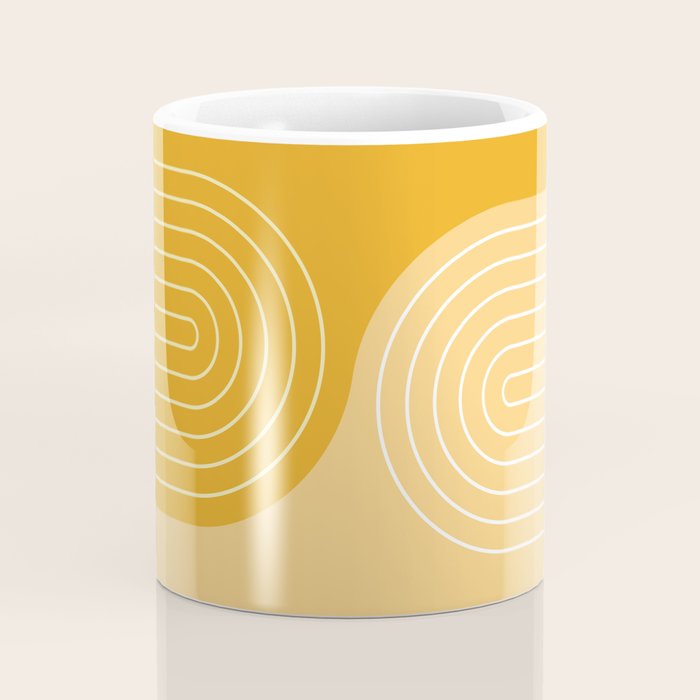 Geometric Lines Rainbow Abstract 11 in Mustard Yellow Gold Coffee Mug Gallery Image 4
