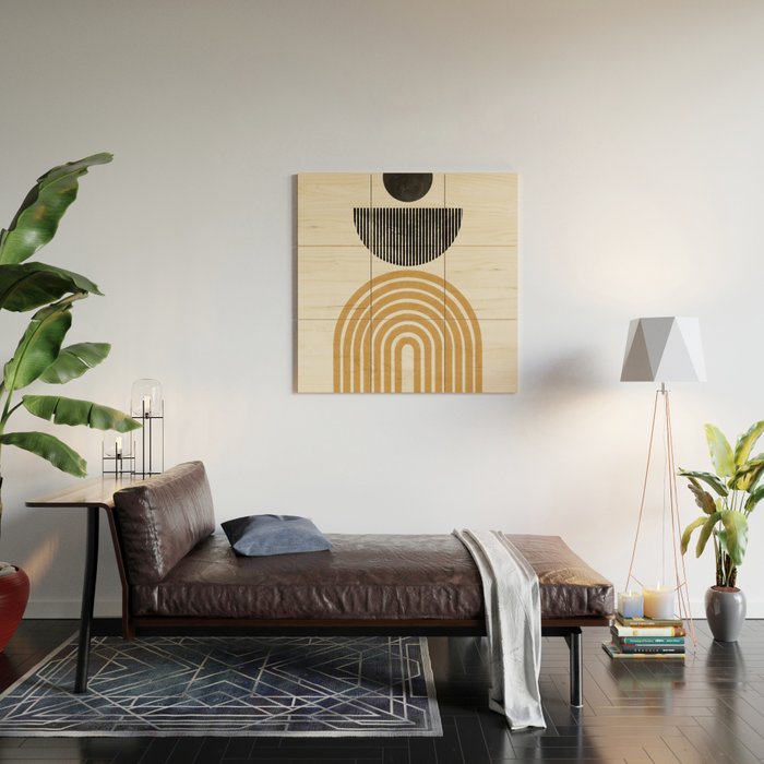 Rainbow and Moon Wood Wall Art Gallery Image 2