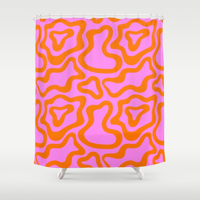 Wavy retro pink psychedelic pattern Shower Curtain Gallery Image 1