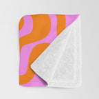 Wavy retro pink psychedelic pattern Throw Blanket Gallery Image 3