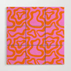 Wavy retro pink psychedelic pattern Wood Wall Art Gallery Image 1