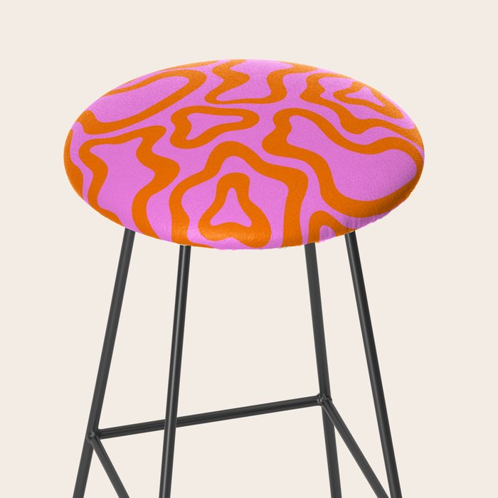Wavy retro pink psychedelic pattern Stool Gallery Image 2