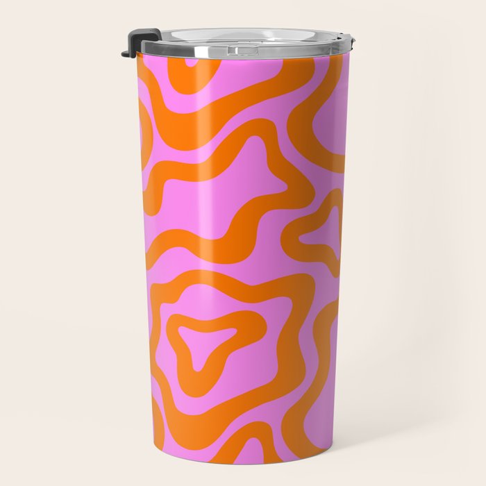 Wavy retro pink psychedelic pattern Travel Mug Gallery Image 3