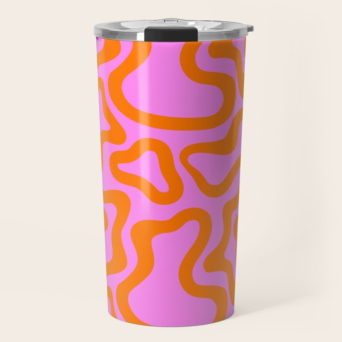 Wavy retro pink psychedelic pattern Travel Mug Gallery Image 1