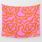 Wavy retro pink psychedelic pattern Wall Tapestry Gallery Image 4