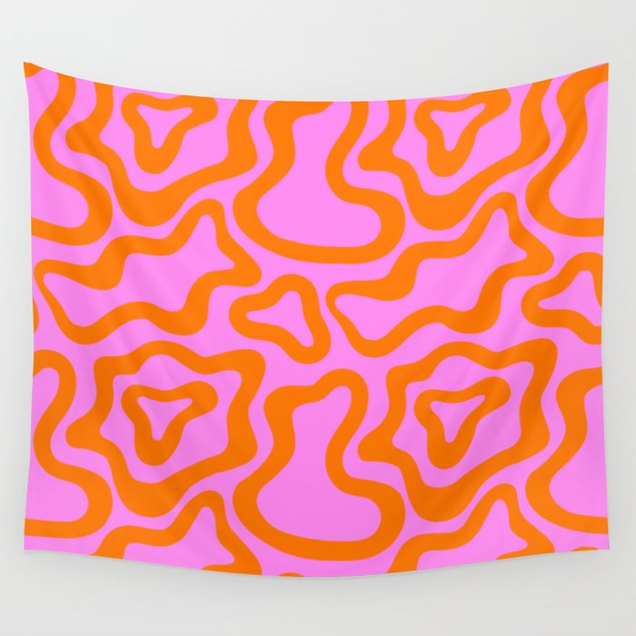 Wavy retro pink psychedelic pattern Wall Tapestry Gallery Image 1