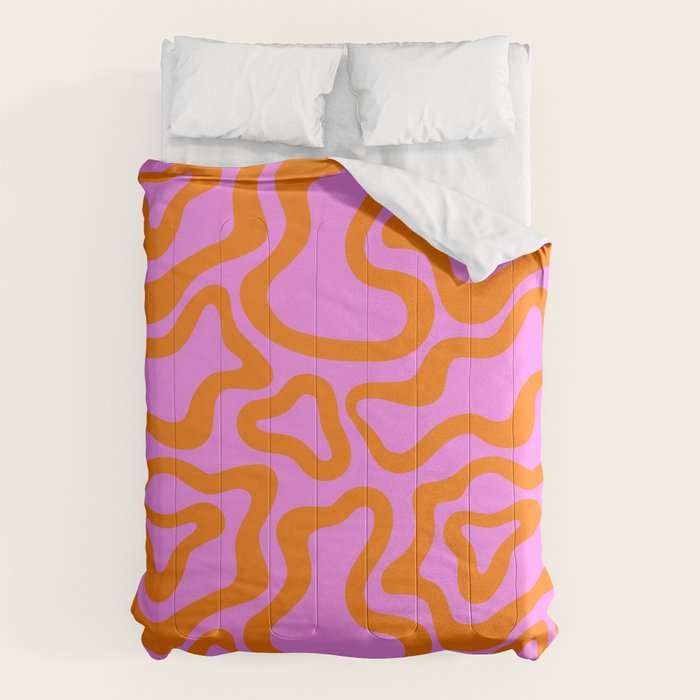 Wavy retro pink psychedelic pattern Comforter Gallery Image 6